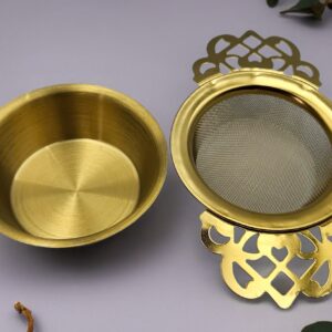 Gouden zeefje met uitlekbakje<br>Thee-accessoires