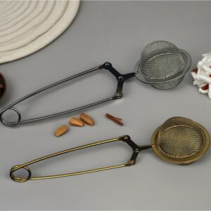 Theezeef met klem goud<br>Thee-accessoires